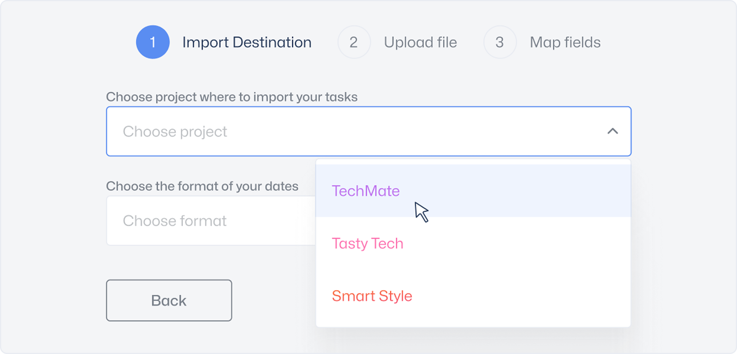 Spreadsheet importer mapping interface