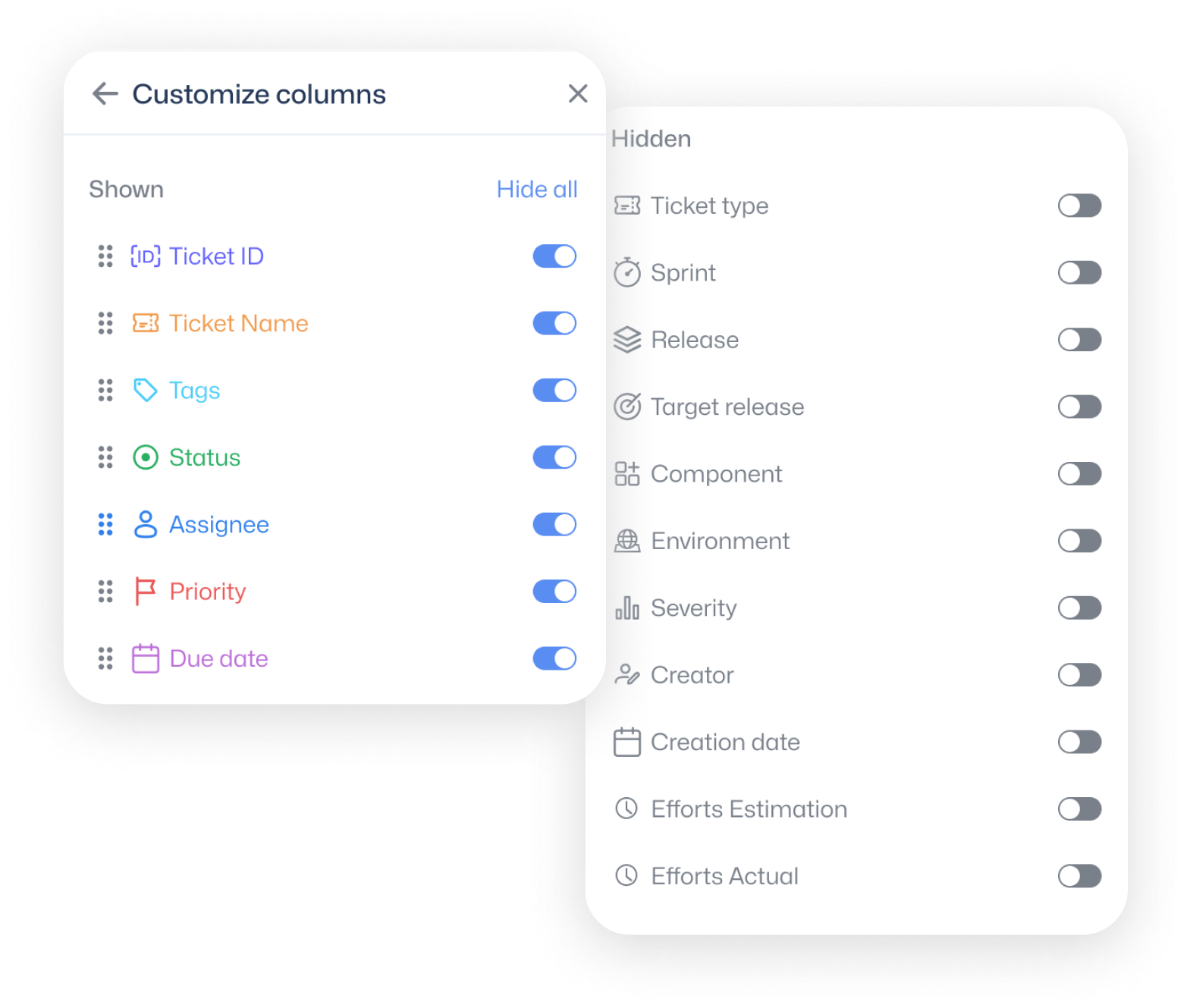 Customizable Columns